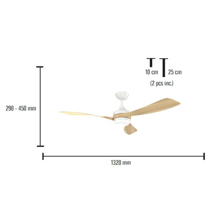 Ventilador De Techo Con Luz Passat Blanco/Madera