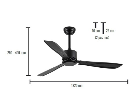 Ventilador De Techo Sharki Negro