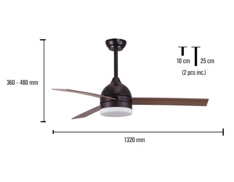 Ventilador De Sostre Amb Llum Tramuntana Negre