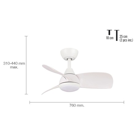 Ventilador De Sostre Amb Llum Medina Blanc