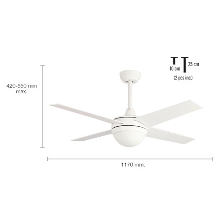 Ventilador De Techo Con Luz Autan Blanco