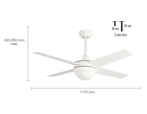 Ventilador De Techo Con Luz Autan Blanco