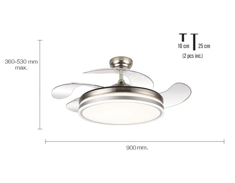 Ventilador De Sostre Amb Llum Calima 2s Níquel