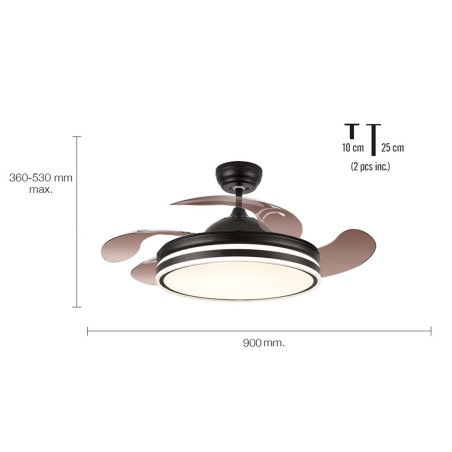 Ventilador De Techo Con Luz Calima 3s Negro