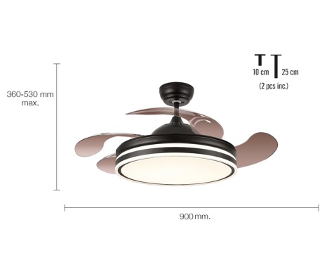 Ventilador De Techo Con Luz Calima 3s Negro