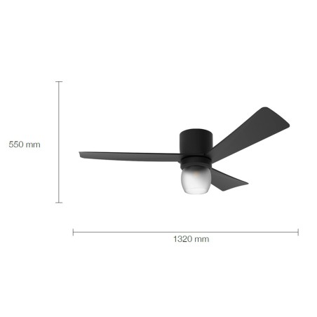 Ventilador De Techo Con Luz Bayamo Negro