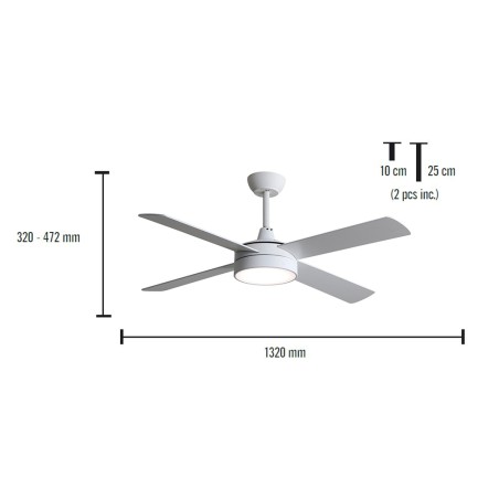 Ventilador De Sostre Amb Llum Diablo Blanc
