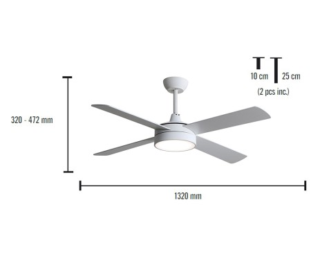 Ventilador De Techo Con Luz Diablo Blanco