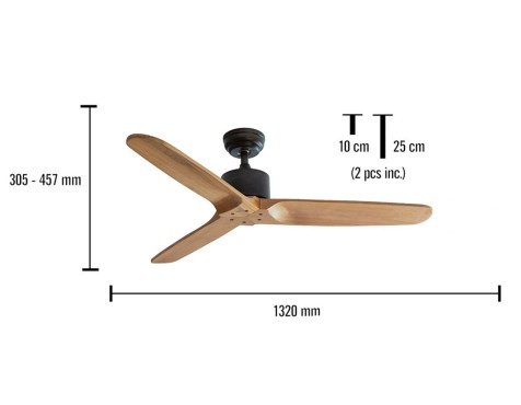 Ventilador De Sostre Etesina Negre/Fusta