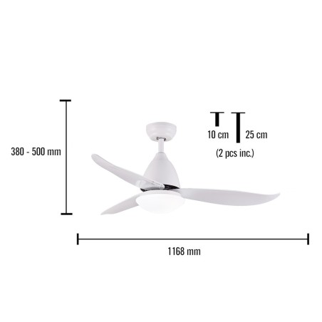 Ventilador De Sostre Amb Llum Kona Blanc