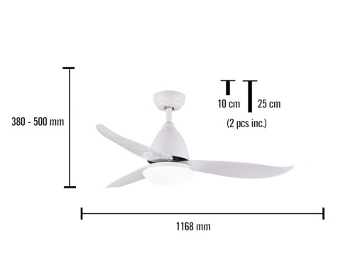 Ventilador De Sostre Amb Llum Kona Blanc