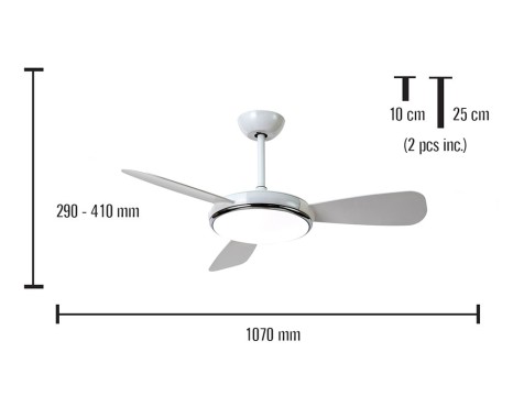Ventilador De Sostre Amb Llum Leste Blanc