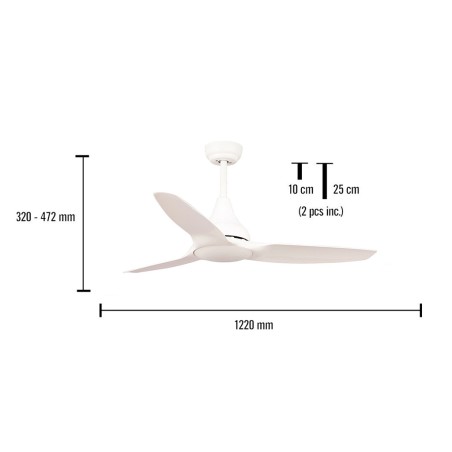 Ventilador De Sostre Amb Llum Leveche Blanc