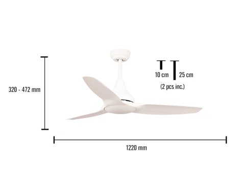 Ventilador De Techo Con Luz Leveche Blanco