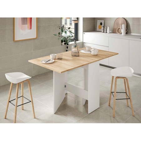 Mesa De Cocina Extensible Fly Roble Y Blanco