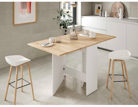 Mesa De Cocina Extensible Fly Roble Y Blanco
