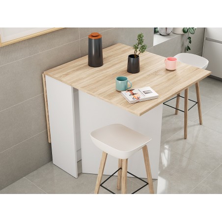 Mesa De Cocina Extensible Fly Roble Y Blanco