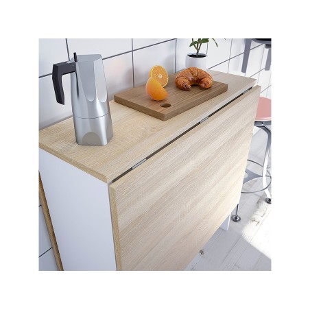 Mesa De Cocina Extensible Fly Roble Y Blanco