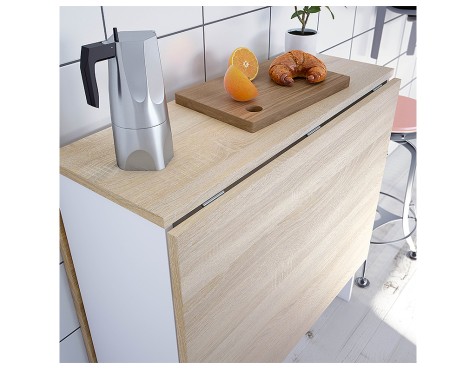 Mesa De Cocina Extensible Fly Roble Y Blanco