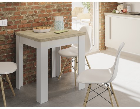  Mesa De Cocina Extensible Livre Roble Y Blanco