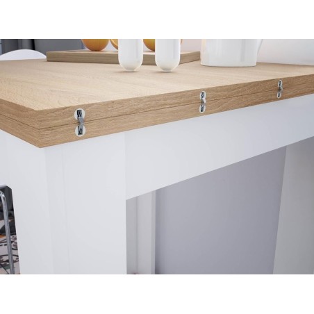  Mesa De Cocina Extensible Livre Roble Y Blanco