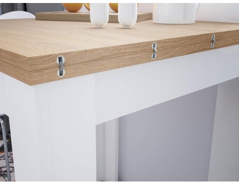  Mesa De Cocina Extensible Livre Roble Y Blanco