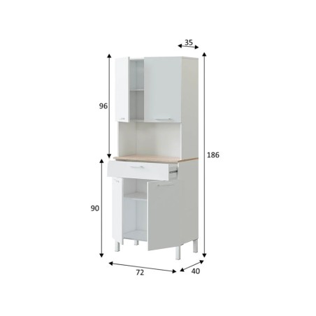 Mueble Auxiliar Cocina Roble Canadian Blanco Artik