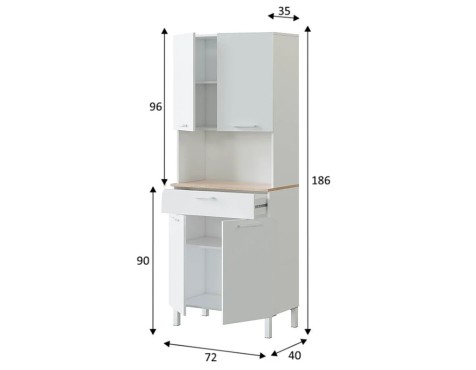 Mueble Auxiliar Cocina Roble Canadian Blanco Artik