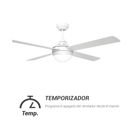 Ventilador De Techo Con Luz Blanco Baloo