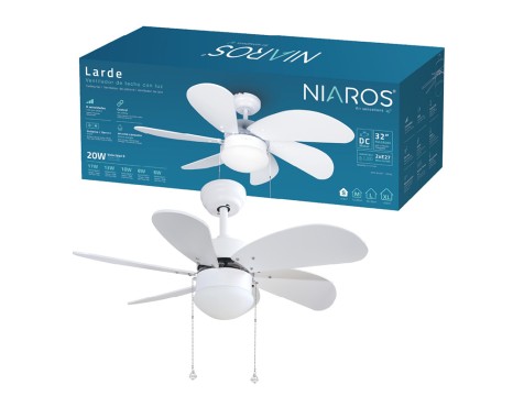 Ventilador De Techo Con Luz Larde Blanco