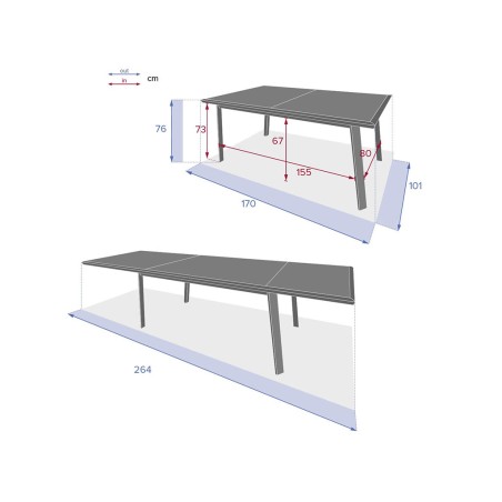 Mesa Extensible Pavane Gris Grafito