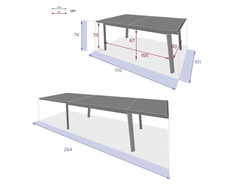 Mesa Extensible Pavane Gris Grafito