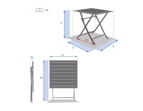 Mesa De Jardín Plegable Cuadrada Azua Arcilla