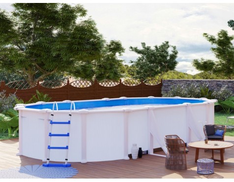 Piscina Ovalada Fidji Acero Chapa Blanca