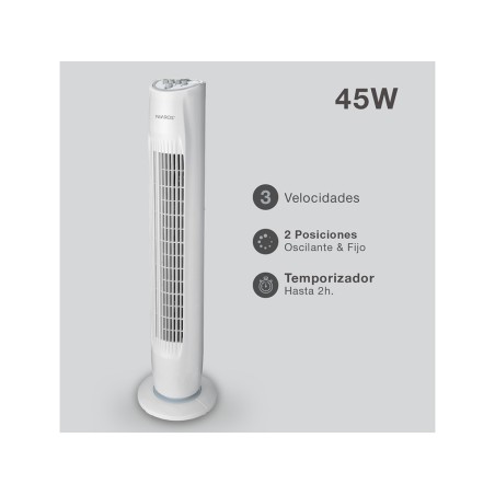 Ventilador De Torre Oscilante Palogi Blanco