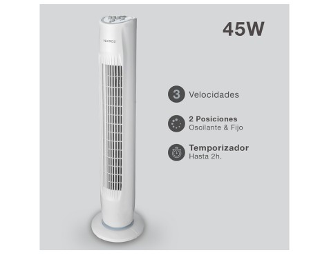 Ventilador De Torre Oscilante Palogi Blanco