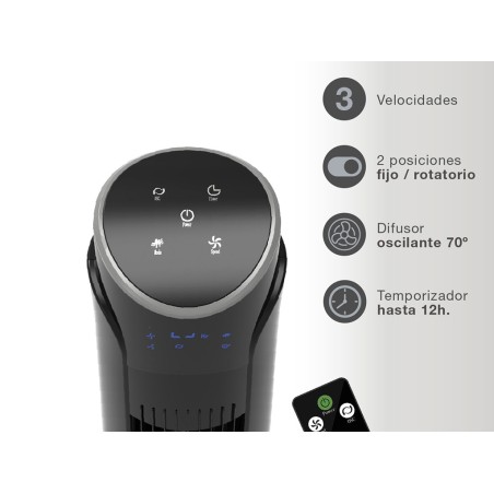 Ventilador De Torre Amb Comandament Kodima Negre