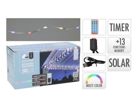 Garlanda Solar Recarregable 240 Led Multicolor