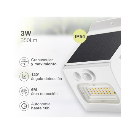 Aplic Solar Led Egoda Amb Sensor Blanc