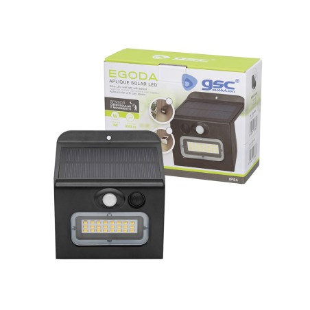 Aplic Solar Led Egoda Amb Sensor Negre