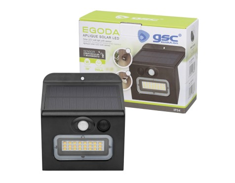 Aplique Solar Egoda Con Sensor Negro