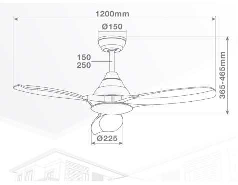 Ventilador De Techo Con Luz Y Mando Luma Negro