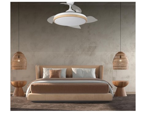 Ventilador De Sostre Amb Llum Aquilone Fusta/Blanc