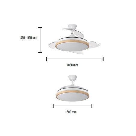 Ventilador De Sostre Amb Llum Aquilone Fusta/Blanc