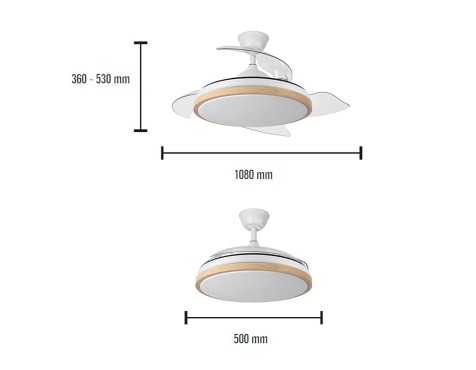 Ventilador De Sostre Amb Llum Aquilone Fusta/Blanc