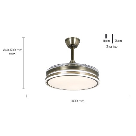 Ventilador De Techo Con Luz Calima 4 Dorado