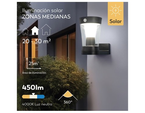 Aplique Solar Exterior Hércules Pared