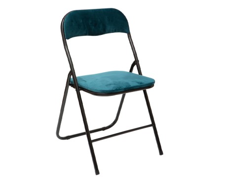 Silla Plegable Terciopelo Azul