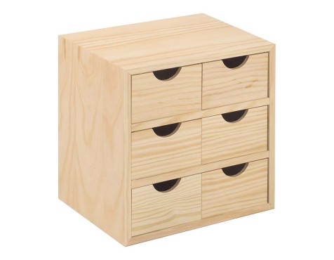 Cajonera 3X2 Minibloc Pino Macizo Natural