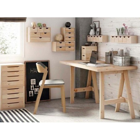 Cajonera 3X2 Minibloc Pino Macizo Natural